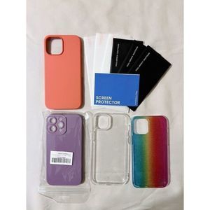 For iPhone 13 Pro Max 4 Cases 3 Screen Protectors Pink‎ Purple Multicolor Clear